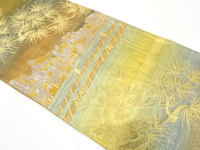 JAPANESE KIMONO / ANTIQUE FUKURO OBI / SILK / WOVEN PINE